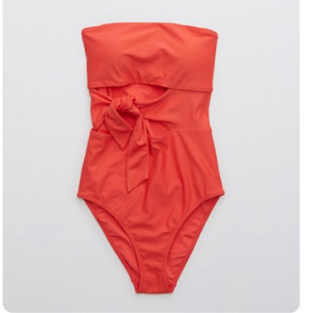 XS Long One-piece swimsuit. Calypso Red. Aerie.